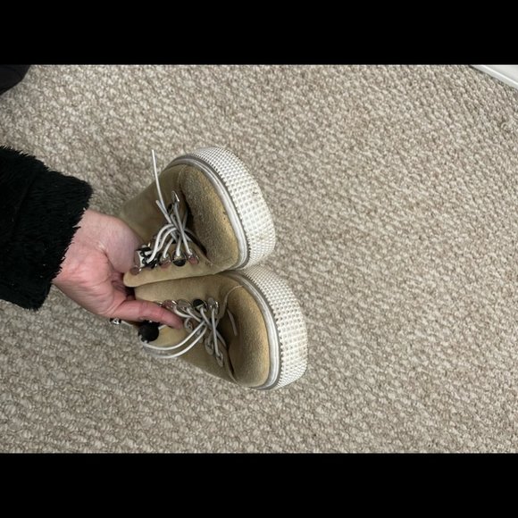 MJUS Anthropologie lace up sneaker shoes size 37 cream tan - Picture 7 of 11